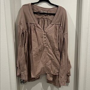 We The Free Dusty Tan Blouse with Button Details